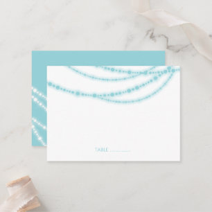 Aqua Blue Stylish Sparkling Lights Classy Wedding Place Card