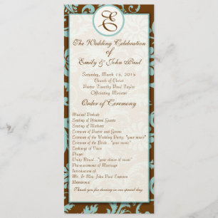 Aqua Blue sur le programme Mariage damassé Brown