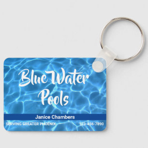 Aqua Blue Swimming Pool Cleaning Service Keychain