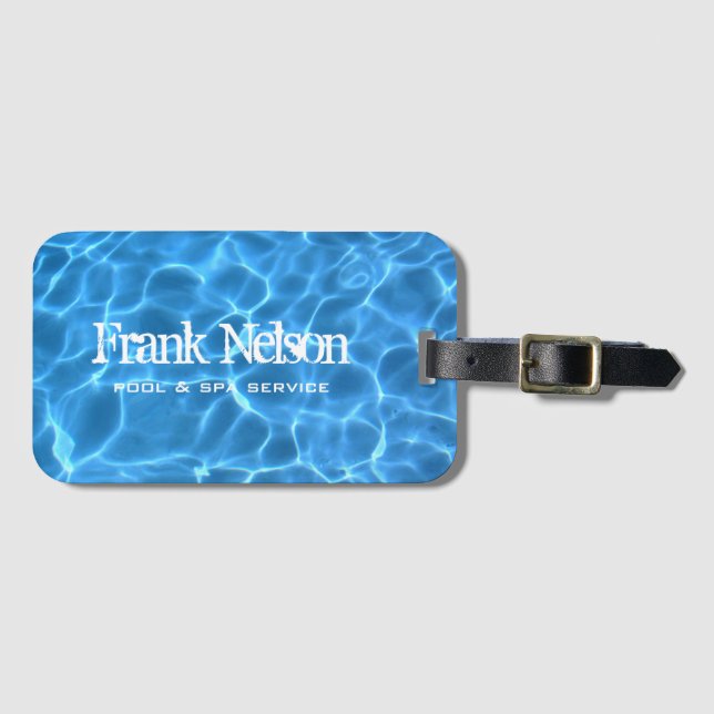 Aqua Blue Swimming Pool Luggage Tag (Front Horizontal)
