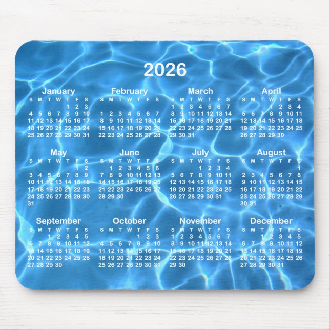 Aqua Blue Swimming Pool Photo 2026 Calendar Mouse Pad (Front)