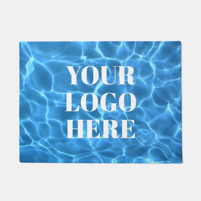 Aqua Blue Swimming Pool Photo for Your Logo Doormat (Front)