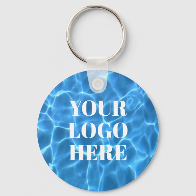 Aqua Blue Swimming Pool Photo for Your Logo Keychain (Front)