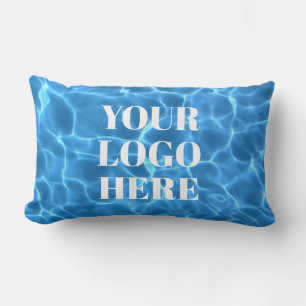 Aqua Blue Swimming Pool Photo for Your Logo Lumbar Pillow