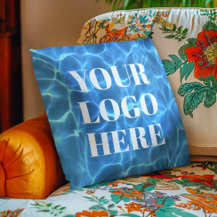 Aqua Blue Swimming Pool Photo for Your Logo Throw Pillow
