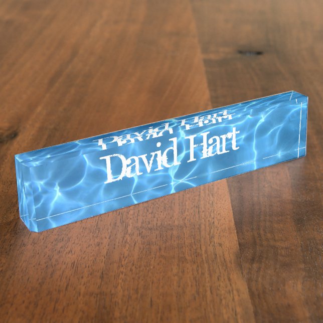 Aqua Blue Swimming Pool Photo Nameplate (Side)