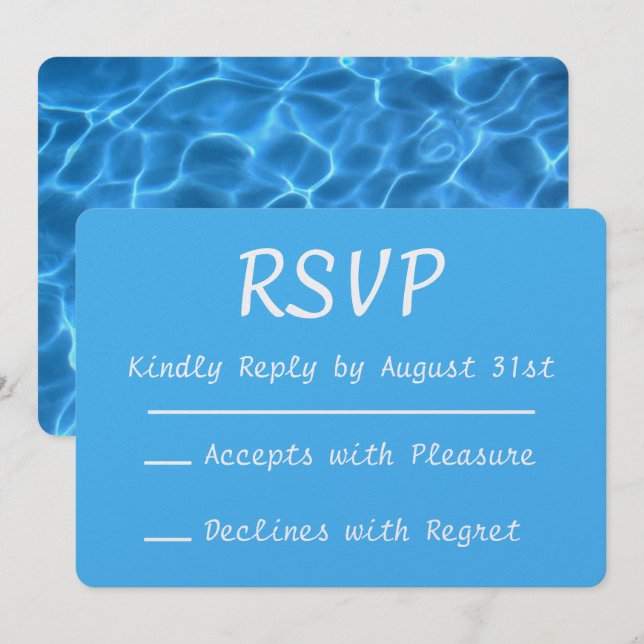 Aqua Blue Swimming Pool Photo RSVP Invitation (Front/Back)
