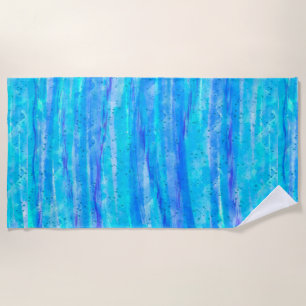 Aqua Blue, Teal and Purple  Speckled Waves Beach Towel