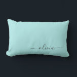 Aqua Blue Teal Girly Script Monogram Name Modern Lumbar Pillow<br><div class="desc">Aqua Blue Teal Monogram Add Your Own Name Lumbar Pillow. This makes the perfect sweet 16 birthday,  wedding,  bridal shower,  anniversary,  baby shower or bachelorette party gift for someone that loves glam luxury and chic styles.</div>