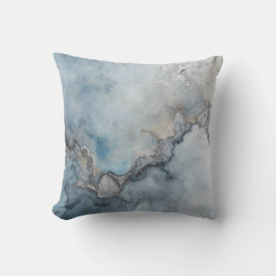 Aqua Blue Teal Grey Beige Abstract Home Decor Throw Pillow