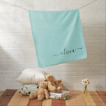 Aqua Blue Teal Modern Script Girly Monogram Name Baby Blanket<br><div class="desc">Aqua Blue Teal Simple Monogram Name Baby Girl Blanket for a Mother to Be Baby Shower. The blanket makes the perfect baby shower gift for someone decorating her room in chic modern and elegant luxury style.</div>