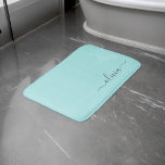 Aqua Blue Teal Modern Script Girly Monogram Name Bath Mat<br><div class="desc">Aqua Blue Teal Simple Script Monogram Name Bath Mats. This makes the perfect graduation,  birthday,  wedding,  bridal shower,  anniversary,  baby shower or bachelorette party gift for someone that loves glam luxury and chic styles.</div>