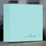 Aqua Blue Teal Modern Script Girly Monogram Name Binder<br><div class="desc">Aqua Blue Teal simple  Script Monogram Name Binder. This makes the perfect sweet 16 birthday,  wedding,  bridal shower,  anniversary,  baby shower or bachelorette party gift for someone that loves glam luxury and chic styles.</div>