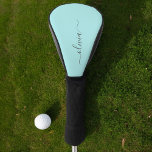 Aqua Blue Teal Modern Script Girly Monogram Name Golf Head Cover<br><div class="desc">Aqua Blue Teal Simple Script Monogram Name Golf Driver Cover. This makes the perfect sweet 16 birthday,  wedding,  bridal shower,  anniversary,  baby shower or bachelorette party gift for someone that loves glam luxury and chic styles.</div>