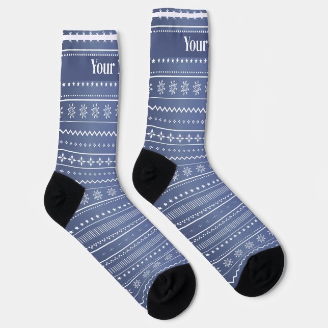 Aqua Blue Teal Poinsettia Flower Pattern Socks (Right)