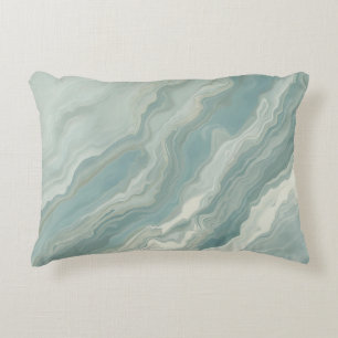 Aqua Blue Teal Sage Green Abstract Print Accent Pillow