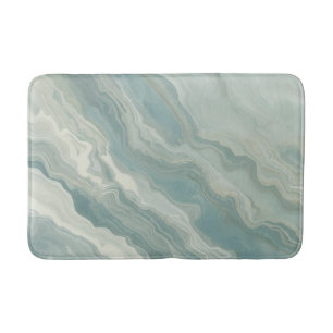 Aqua Blue Teal Sage Green Abstract Print Bath Mat