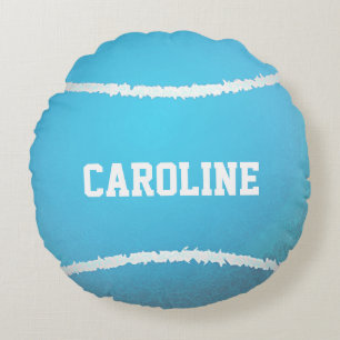 Aqua Blue Tennis Ball Design Coussin rond