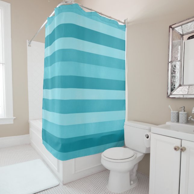Aqua Blue Textured Stripes Pattern Modern (In Situ)