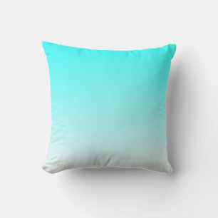 Aqua Blue to White Gradient Throw Pillow