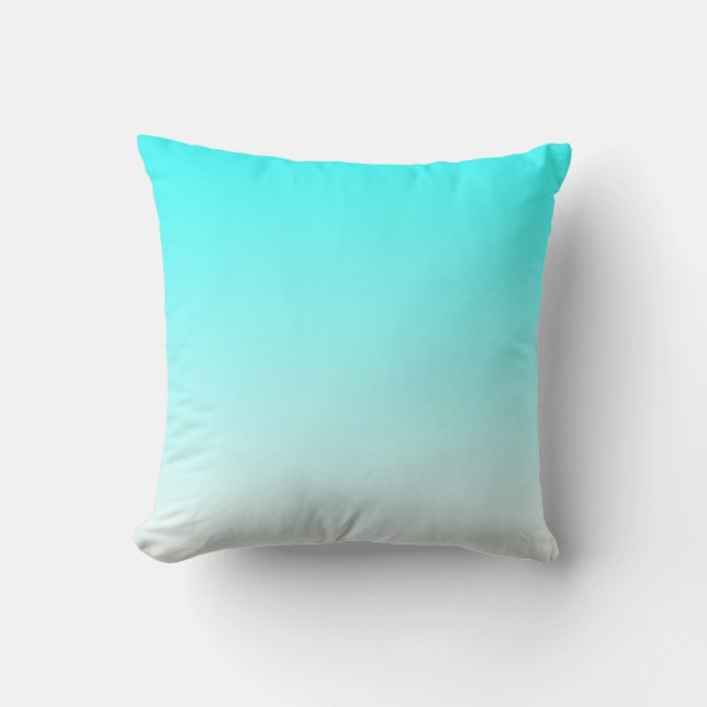 Aqua Blue to White Gradient Throw Pillow (Front)