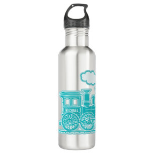 Aqua blue train kids full name drinks bottle