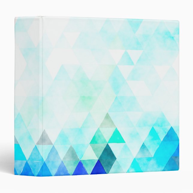 Aqua Blue Triangles Watercolor Binder (Front/Spine)