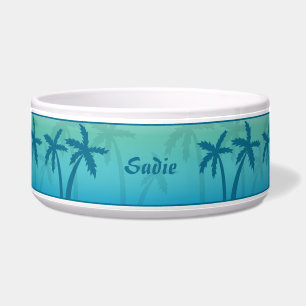 Aqua Blue Tropical Palm Trees And Custom Name
