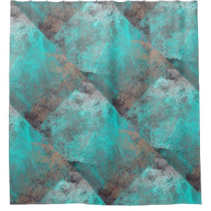 Aqua blue turquoise and gray block abstract