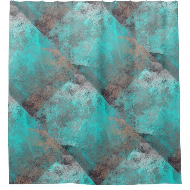 Aqua blue turquoise and grey block abstract (Front)