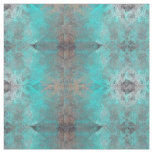 Aqua Blue Turquoise and Grey Motif Fabric