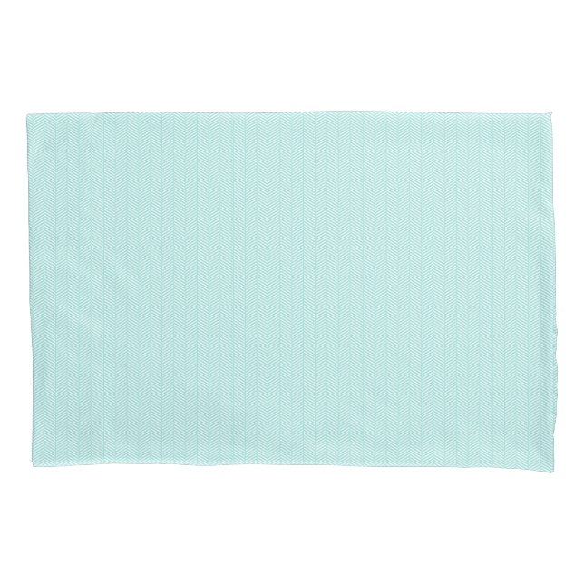 Aqua Blue Turquoise Teal White Chevron Pillowcase (Front)