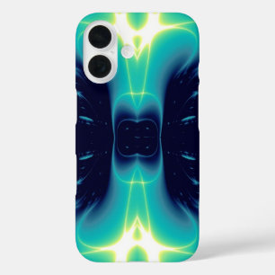 AQUA BLUE TURQUOISE WHITE  LIGHT WAVES iPhone 16 CASE