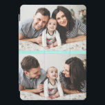 Aqua Blue Two Photo Collage Custom iPad Pro Cover<br><div class="desc">Customizable iPad Pro cover featuring two-photo collage with an aqua blue accent. This personalized photo iPhone Pro cover is a perfect way to showcase your family photos.</div>