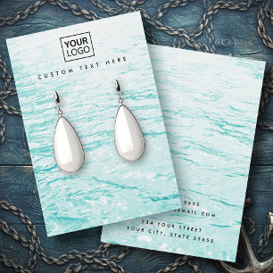 Aqua blue water custom logo earring display card