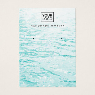 Aqua blue water custom logo earring display card