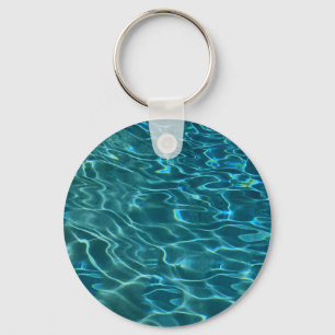 Aqua Blue Water Pattern Keychain