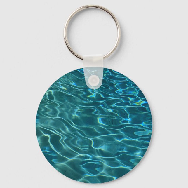 Aqua Blue Water Pattern Keychain (Front)