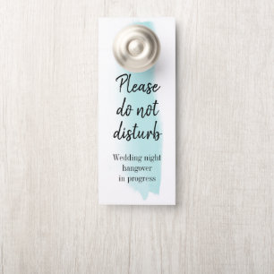 Aqua Blue Watercolor Brush Stroke Do Not Disturb Door Hanger