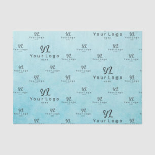 Aqua Blue Watercolor Logo Business Packaging Tissu Tissue Paper