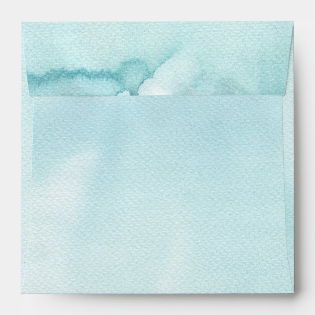 Aqua Blue Watercolor Painted Envelope (Back (Top Flap))