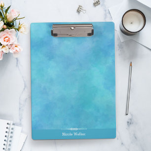 Aqua Blue Watercolor Personalized Clipboard