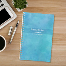 Aqua Blue Watercolor Personalized Planner