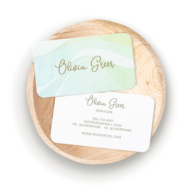 Aqua Blue Watercolor Retro Waves  Business Card (Creator Uploaded)