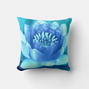 Aqua Blue Waterlily Throw Pillow-Style 2 Pillow