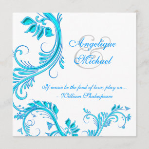 Aqua blue wedding anniversary engagement invitation