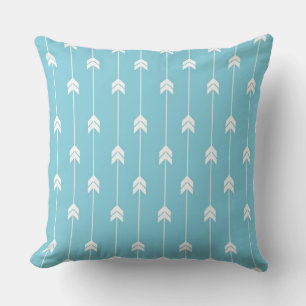Aqua Blue White Arrows  Throw Pillow
