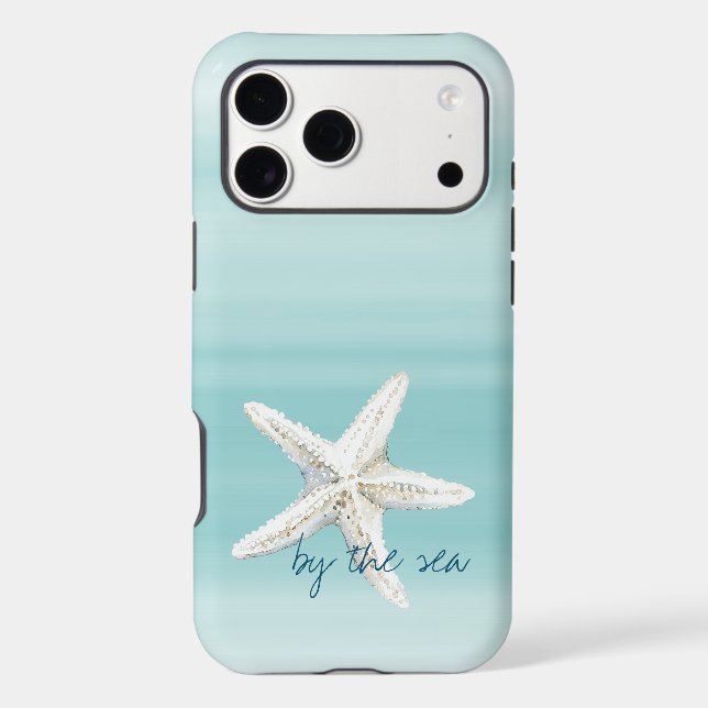 Aqua Blue White Beach Starfish       (Back)