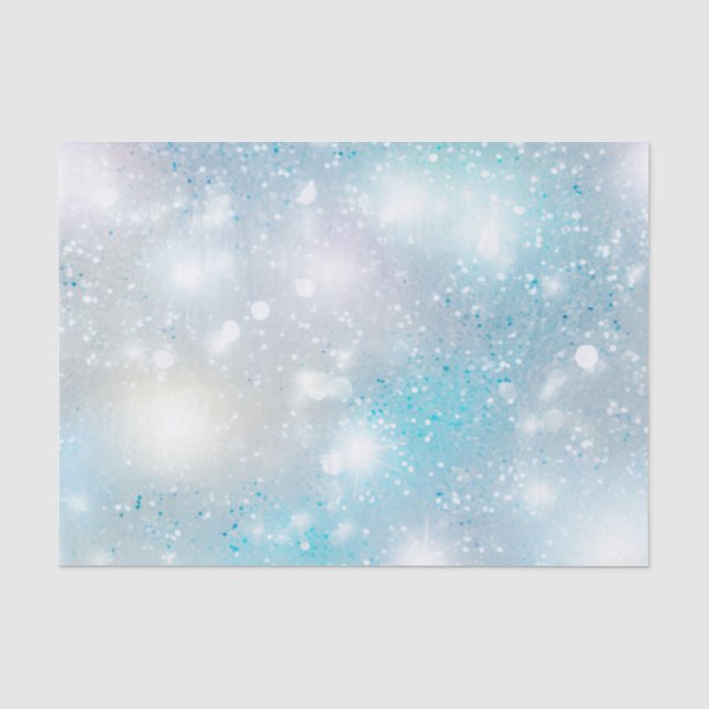 Aqua Blue White Bokeh Birthday Tissue Paper (Front)
