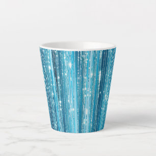 Aqua Blue White Glam Tinsel Stripes Gift Tags Latte Mug